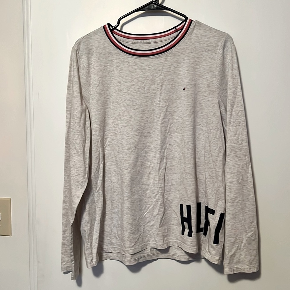 Light gray, Tommy Hilfiger, stretchy, longsleeve shirt